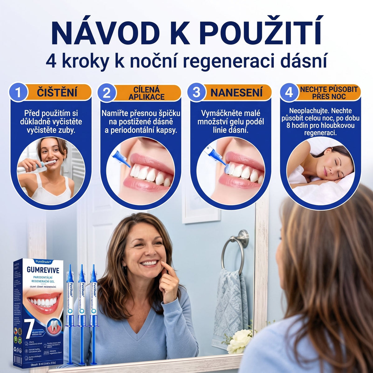 PureShade®👍🦷GumRevive regenerační gel na dásně – pro zdravější dásně a sebevědomější úsměv 👍
