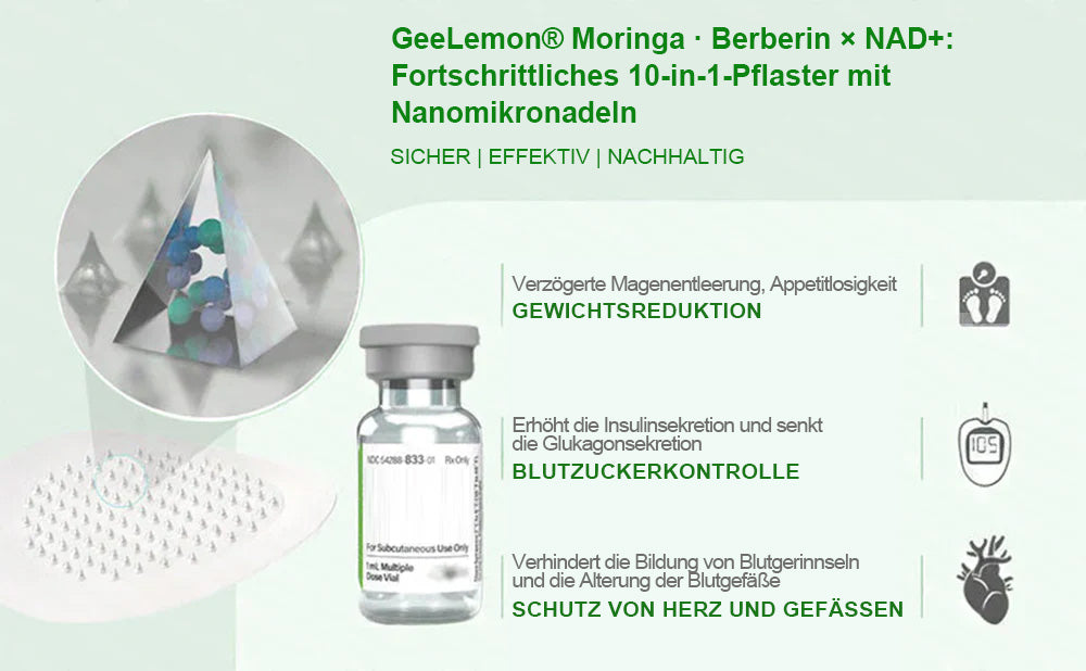 🇩🇪 Offizieller deutscher Shop | Geelemon® Moringa · Berberin × NAD+ 𝟏𝟎-𝐢𝐧-𝟏 𝐀𝐝𝐯𝐚𝐧𝐜𝐞𝐝 𝐍𝐚𝐧𝐨-𝐌𝐢𝐤𝐫𝐨𝐧𝐚𝐝𝐞𝐥-𝐏𝐚𝐭𝐜𝐡 — 𝐄𝐢𝐧𝐦𝐚𝐥 𝐭ä𝐠𝐥𝐢𝐜𝐡, 𝐬𝐢𝐜𝐡𝐭𝐛𝐚𝐫𝐞 𝐄𝐫𝐠𝐞𝐛𝐧𝐢𝐬𝐬𝐞 𝐢𝐧 𝟕 𝐓𝐚𝐠𝐞𝐧