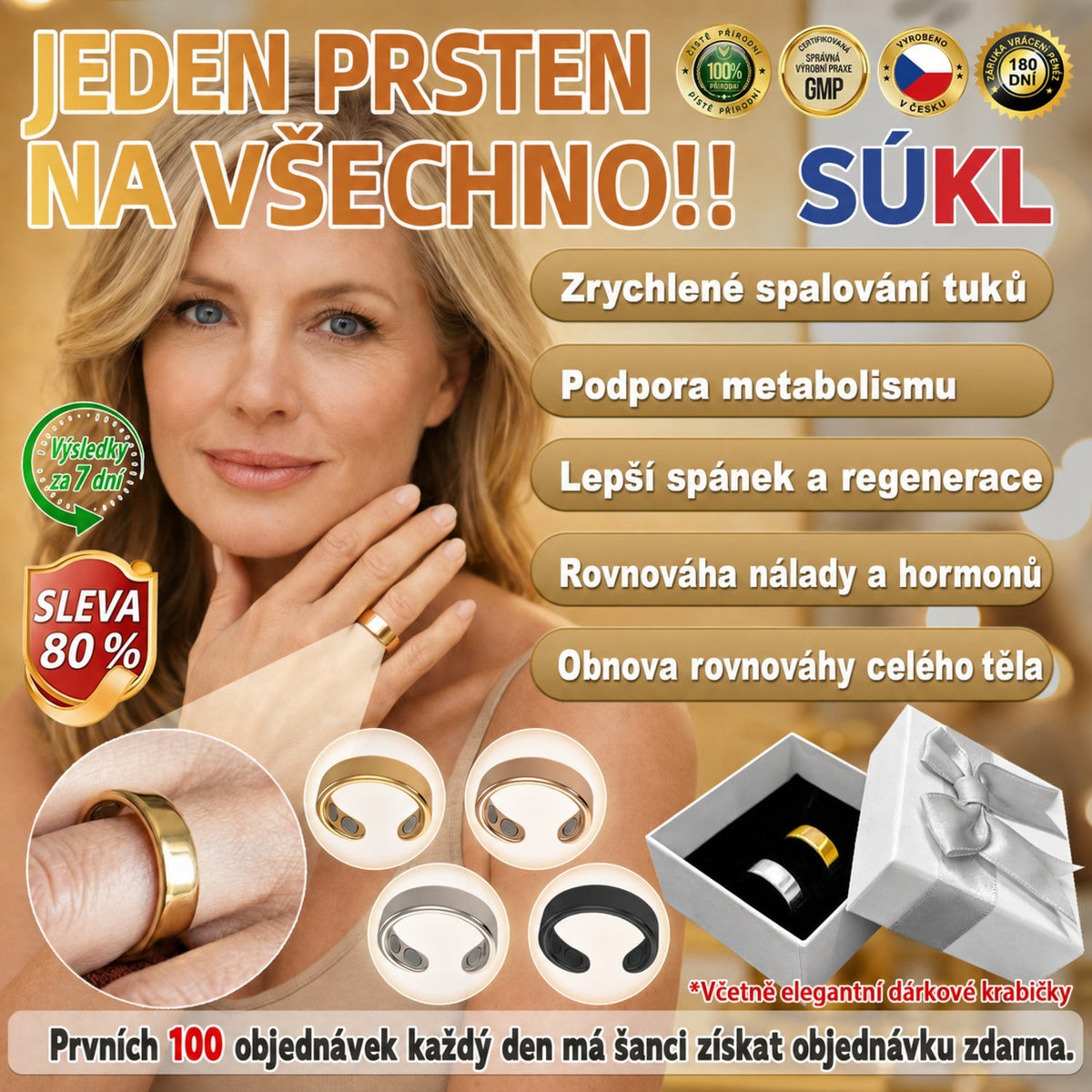 Resupe® Magnetický prsten pro podporu hubnutí a metabolismu: 3násobná aktivace metabolismu — stačí jen 30 minut denně pro podporu spalování tuků a lymfatického systému. Navíc přispívá k pohodlí kloubů, kvalitnějšímu spánku a lepší mentální svěžesti.